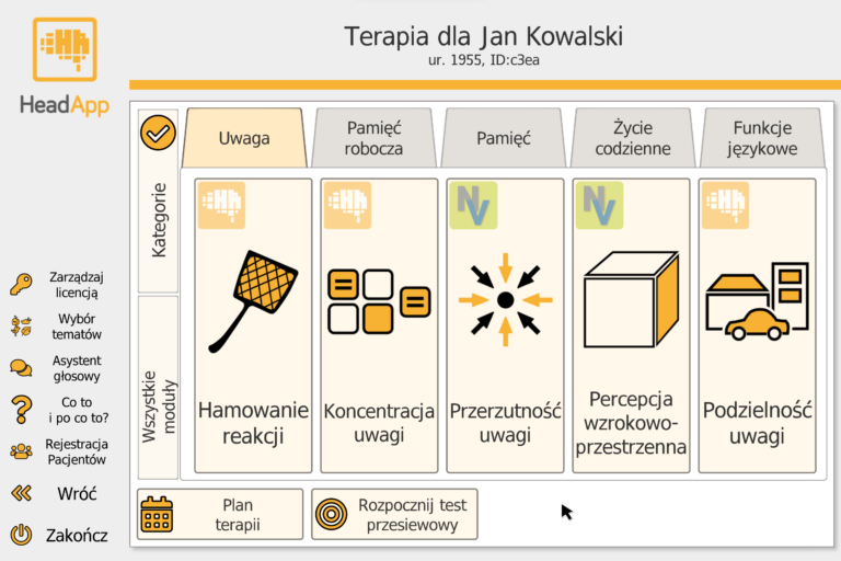 HeadApp — interfejs aplikacji