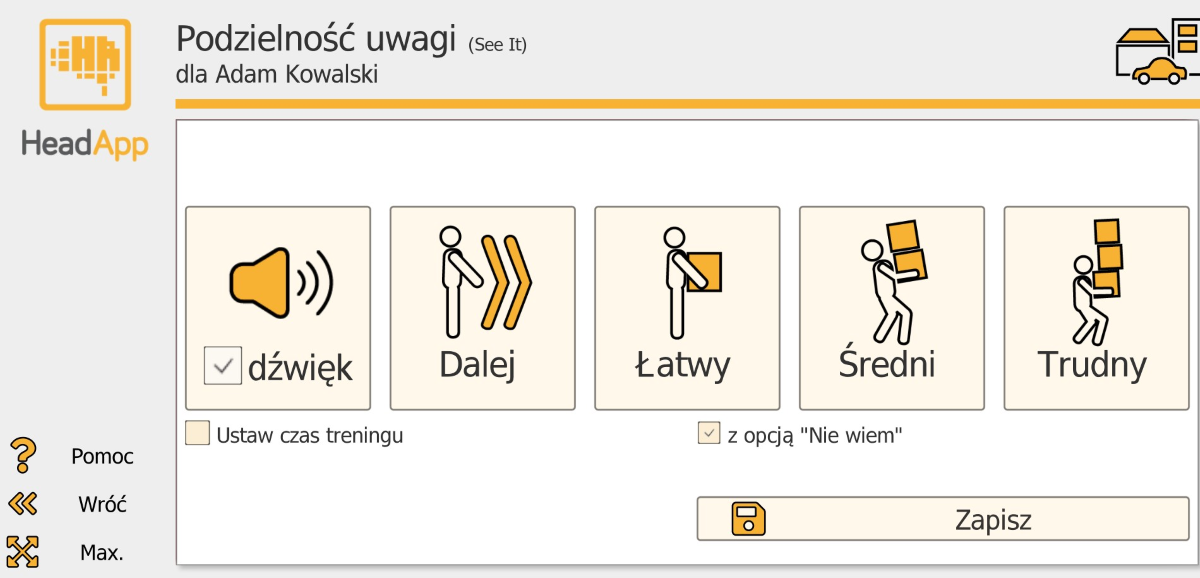Podzielność uwagi — test pytań