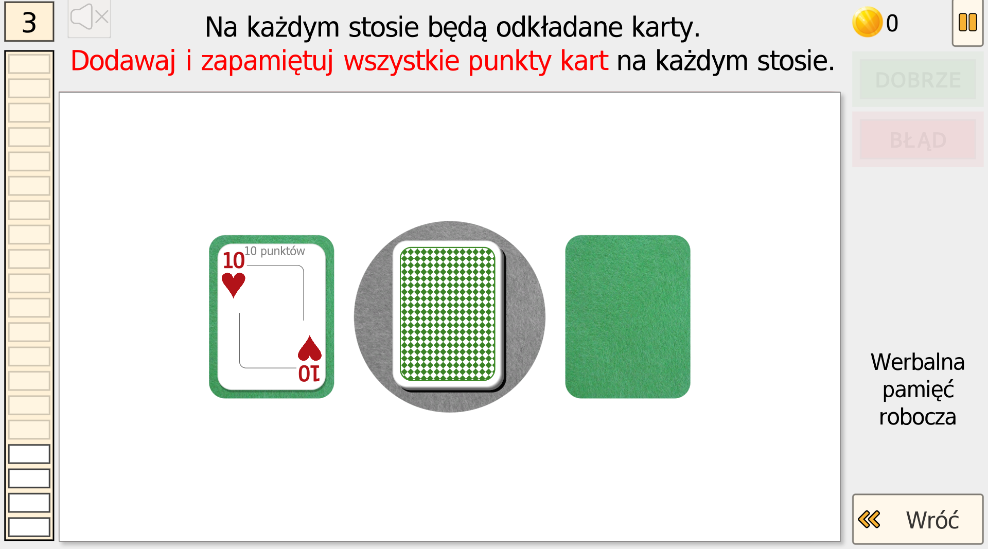 Pamięć robocza werbalna — trening z kartami