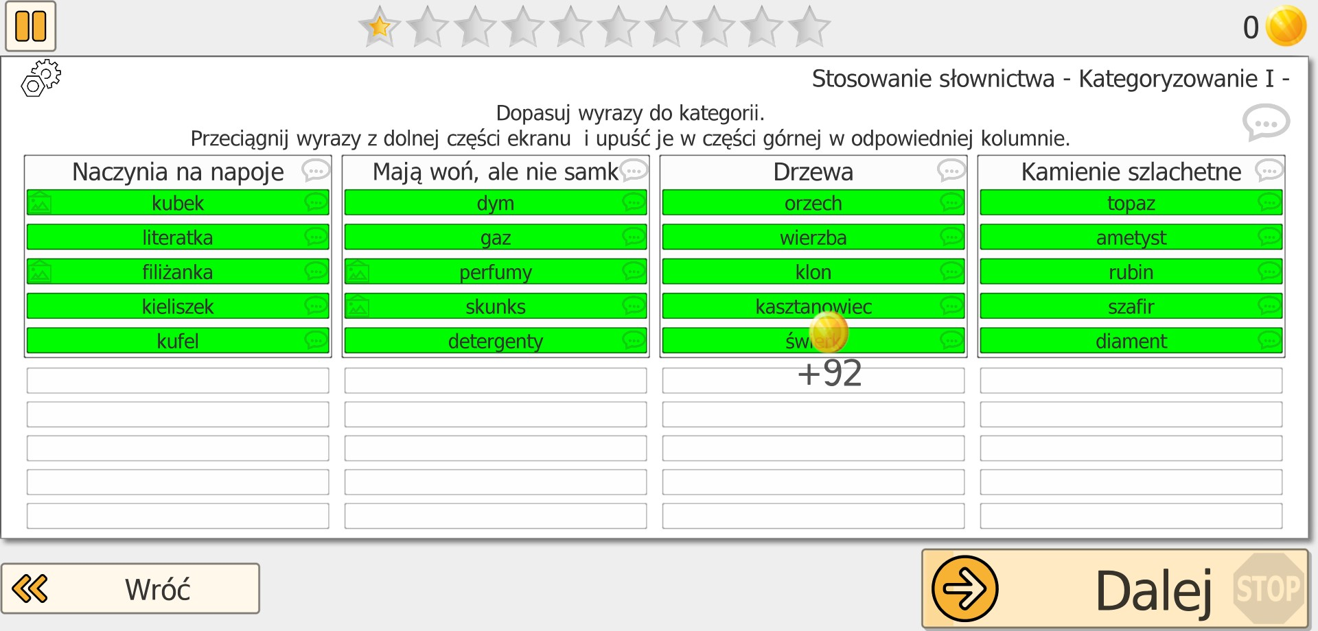 Słownictwo — kategoryzowanie słów